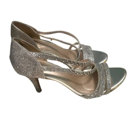 Bandolino Women's Meggie Open Toe Heels Gold Strappy Shoes 8 1/2 M - Picture 4 of 7